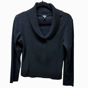 Rafaella Black Shawl Collar Top. Sweater. Womens. Sz M